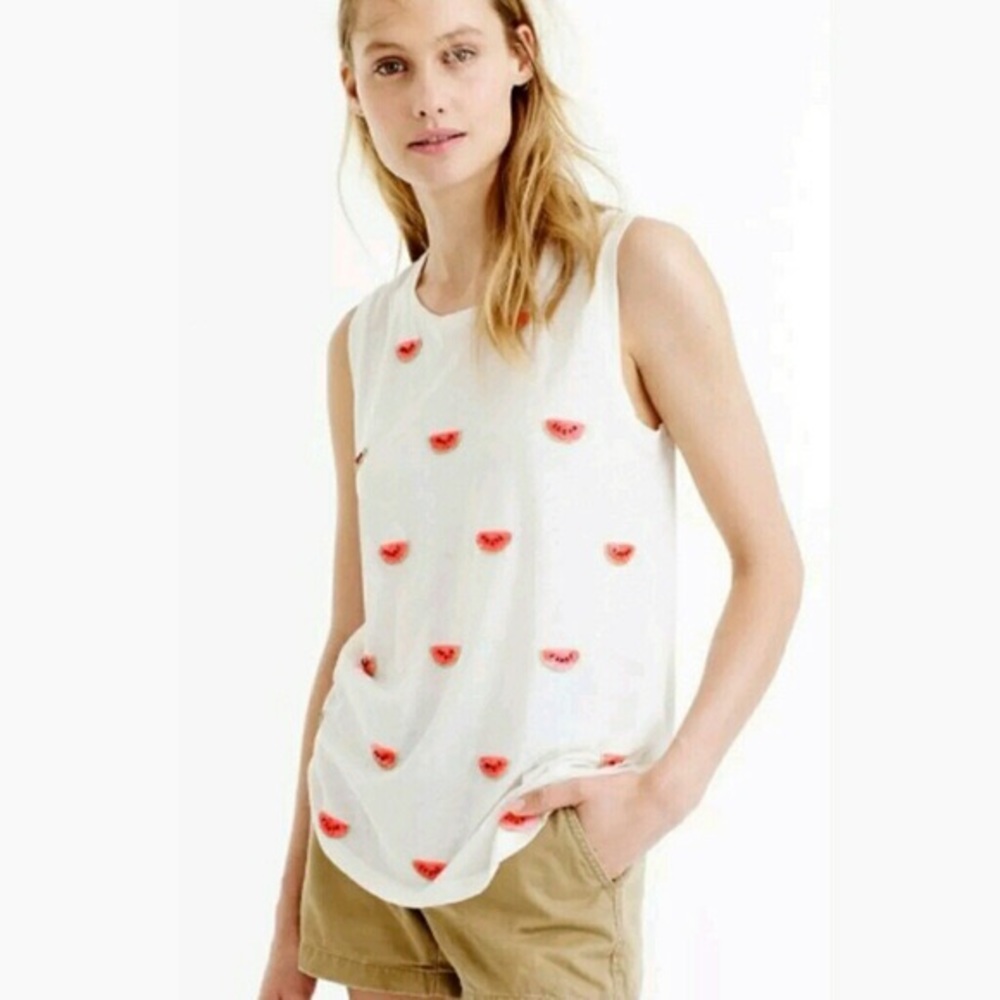 J. Crew Watermelon Beaded Tank Top